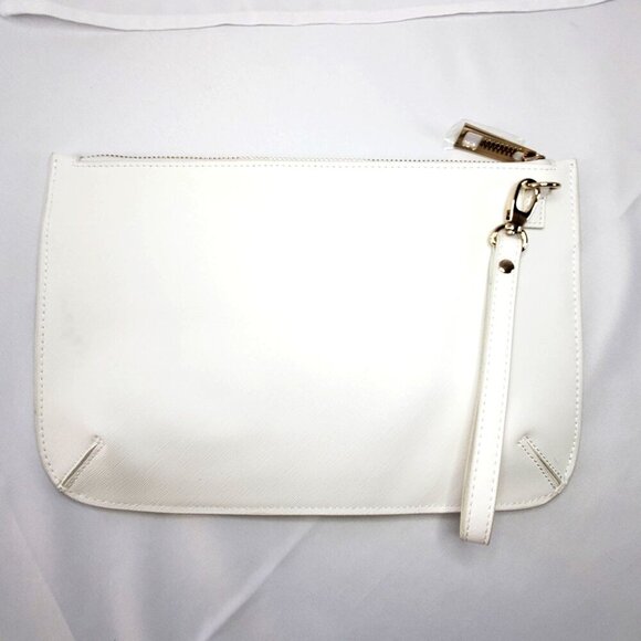 White House Black Market WHBM Floral Studded Wristlet Clutch White Purple Green - Picture 2 of 8